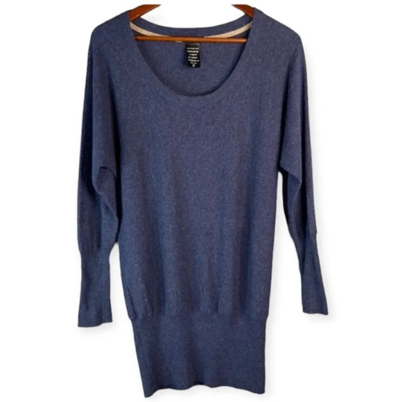 TALULA Fuzzy Cashmere Angora Tunic Sweater Blue Dolman Sleeve Round Neck Size S - Picture 2 of 11